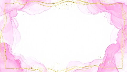 アルコールインクアートのフレーム ピンク ゴールド AI生成素材