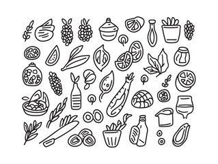 Elegant Capers Food Line Art for Creative Culinary Designs