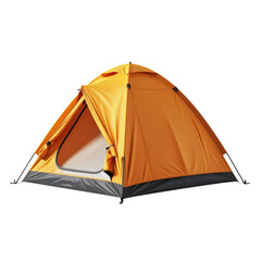 Bright orange camping tent with an open entrance and sturdy structure.