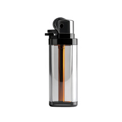 A sleek, modern lighter with a metallic finish and a visible fuel chamber.