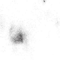 A dense cluster of small dark dots dominates the against a bright white background.