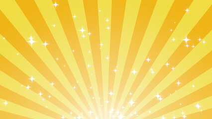 下から広がるキラキラエフェクトと後光 - イエロー