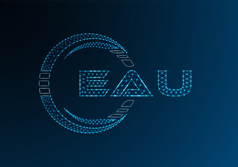 EAU low poly letter logo vector design. EAU lower poly logo design. Low poly logo.