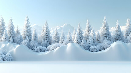 Naklejka premium Winter wonderland landscape with snow-covered trees and mountains