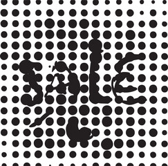Fototapeta premium Bold 'SALE' emerges from a scattered of black dots on white.