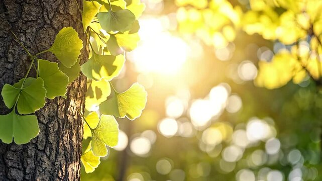 Ginkgo Leaves in Sunlight