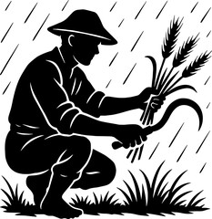 . Harvesting in the Rain: A Farmer’s Enduring Spirit