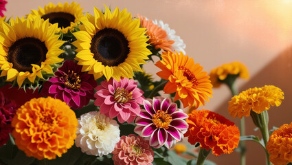 vibrant and cinematic photograph of Summer Blooms featuring bright yellow