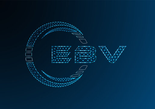 EBV low poly letter logo vector design. EBV lower poly logo design. Low poly logo.