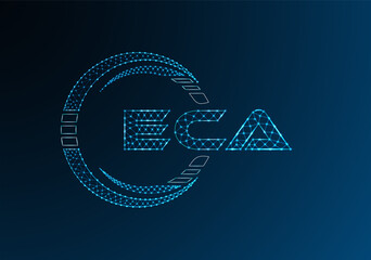 ECA low poly letter logo vector design. ECA lower poly logo design. Low poly logo.