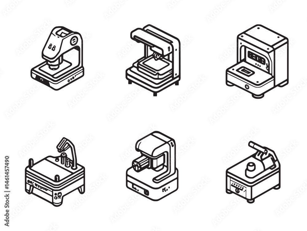 Poster modern 3d printing machine line drawing for design projects