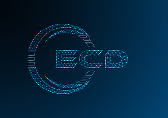 ECD low poly letter logo vector design. ECD lower poly logo design. Low poly logo.
