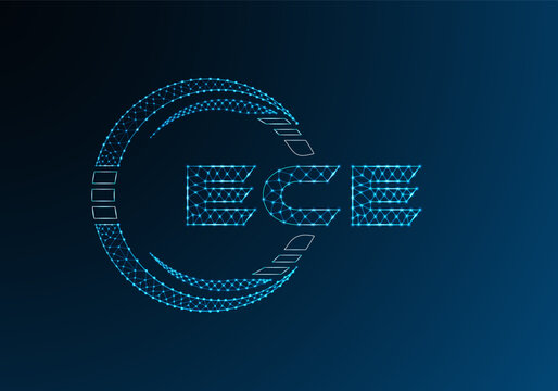 ECE low poly letter logo vector design. ECE lower poly logo design. Low poly logo.