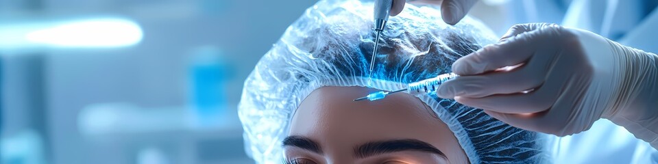 Forehead rejuvenation Mesotherapy treatment subtle glow youthful skin cosmetic procedure blue
