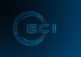 ECI low poly letter logo vector design. ECI lower poly logo design. Low poly logo.