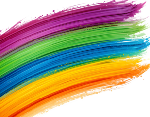 Vibrant Brush Strokes isolated PNG on Transparent Background,Strokes in multicolor Hues,Colorful realistic modern Design Element