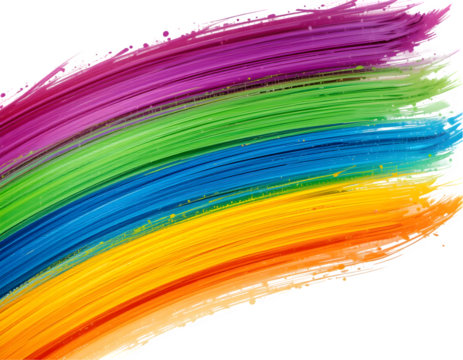 Vibrant Brush Strokes isolated PNG on Transparent Background,Strokes in multicolor Hues,Colorful realistic modern Design Element