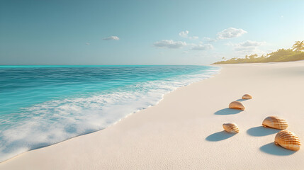 Serene beach scene with shells