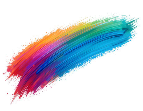 Vibrant Brush Strokes isolated PNG on Transparent Background,Strokes in multicolor Hues,Colorful realistic modern Design Element