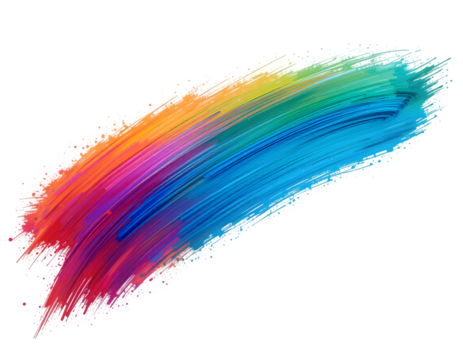 Vibrant Brush Strokes isolated PNG on Transparent Background,Strokes in multicolor Hues,Colorful realistic modern Design Element