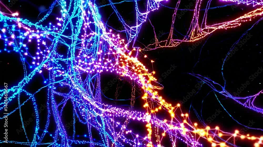 Poster vibrant neon electro patterns: dynamic abstract light trails and moving energy web