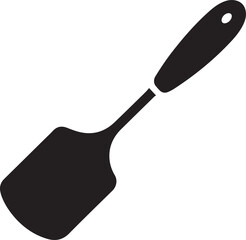 Spatula Silhouette Vector | Kitchen Tool, Cooking Utensil & Flip Icon in Black Vector