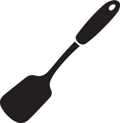 Spatula Silhouette Vector | Kitchen Tool, Cooking Utensil & Flip Icon in Black Vector