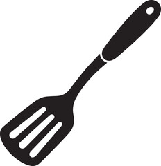 Spatula Silhouette Vector | Kitchen Tool, Cooking Utensil & Flip Icon in Black Vector