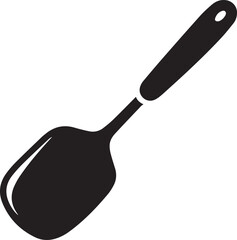 Spatula Silhouette Vector | Kitchen Tool, Cooking Utensil & Flip Icon in Black Vector