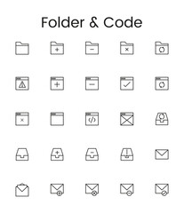 folder and code icons set