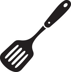 Spatula Silhouette Vector | Kitchen Tool, Cooking Utensil & Flip Icon in Black Vector