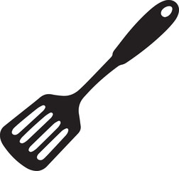 Spatula Silhouette Vector | Kitchen Tool, Cooking Utensil & Flip Icon in Black Vector