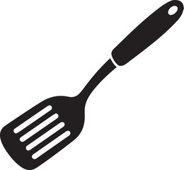 Spatula Silhouette Vector | Kitchen Tool, Cooking Utensil & Flip Icon in Black Vector