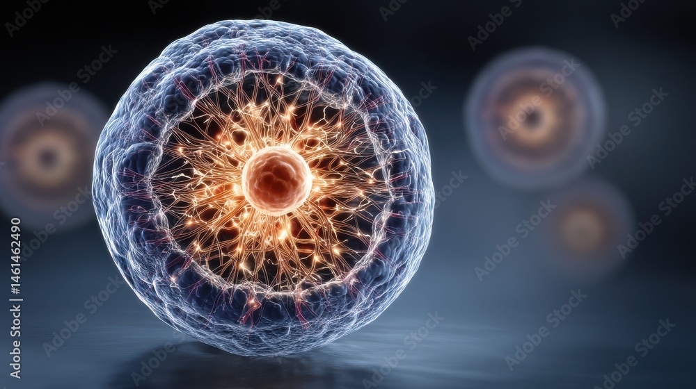Aufkleber fat cell, illuminated abstract spheres with intricate designs, creating a mesmerizing visual effect.
