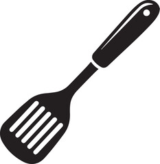 Spatula Silhouette Vector | Kitchen Tool, Cooking Utensil & Flip Icon in Black Vector