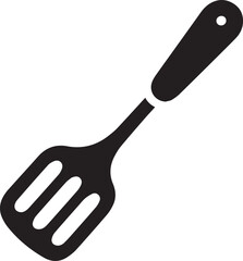 Spatula Silhouette Vector | Kitchen Tool, Cooking Utensil & Flip Icon in Black Vector