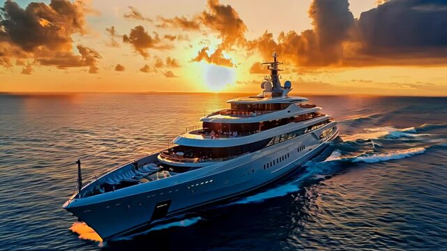 Luxurious yacht at sunset