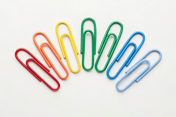 Obraz premium Colorful paper clips isolated on white background, clipping path included.