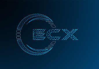 ECX low poly letter logo vector design. ECX lower poly logo design. Low poly logo.