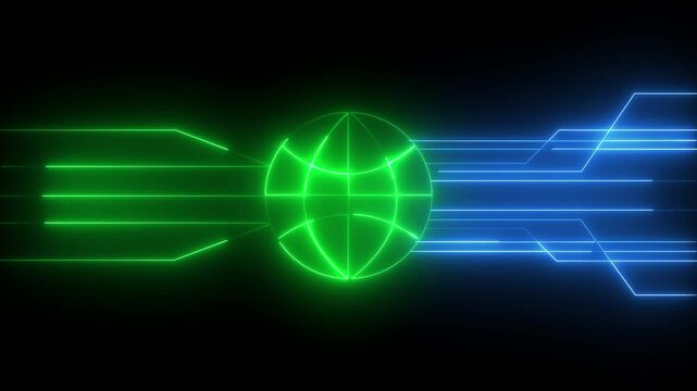 Global network connection, digital world, data flow, communication, background, technology, website. 4k