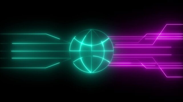 Global network connection, digital world, data flow, communication, background, technology, website. 4k