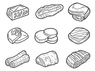 Unique Brisket Food Line Art Illustration for Digital Design