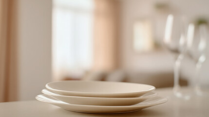 aesthetic arrangement of elegant tableware featuring beautifully designed plate as focal point