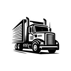 Monochrome vector drawing of a powerful dump truck for industrial transportation purposes