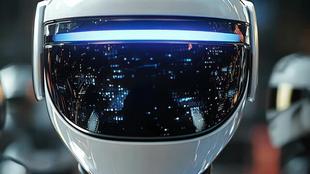 Futuristic robot head with advanced visor