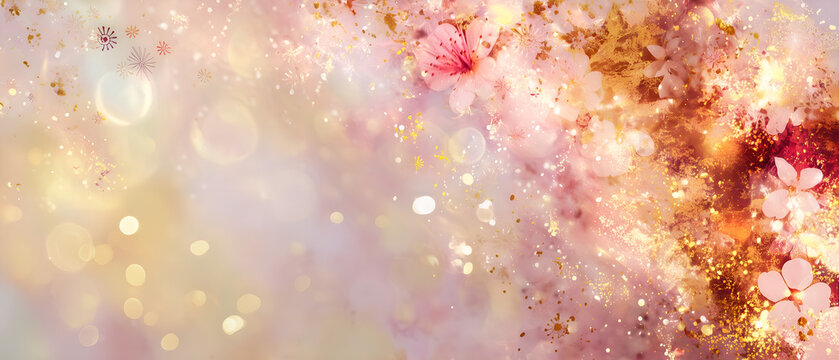 abstract light on shiny, glimmering floral wedding pattern; vibrant, sparkling design; contemporary background for elegant, luxurious events