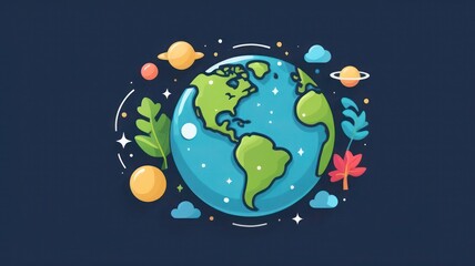 cute plant earth simple logo icon 