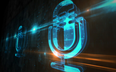Microphone media on air broadcast symbol digital concept 3d illustration