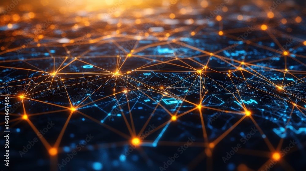 Poster abstract network connections illuminate the digital landscape, forming intricate patterns of data fl