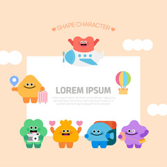 Fototapeta premium 기쁨과 에너지를 담아 음악을 연주하는 도형 캐릭터들